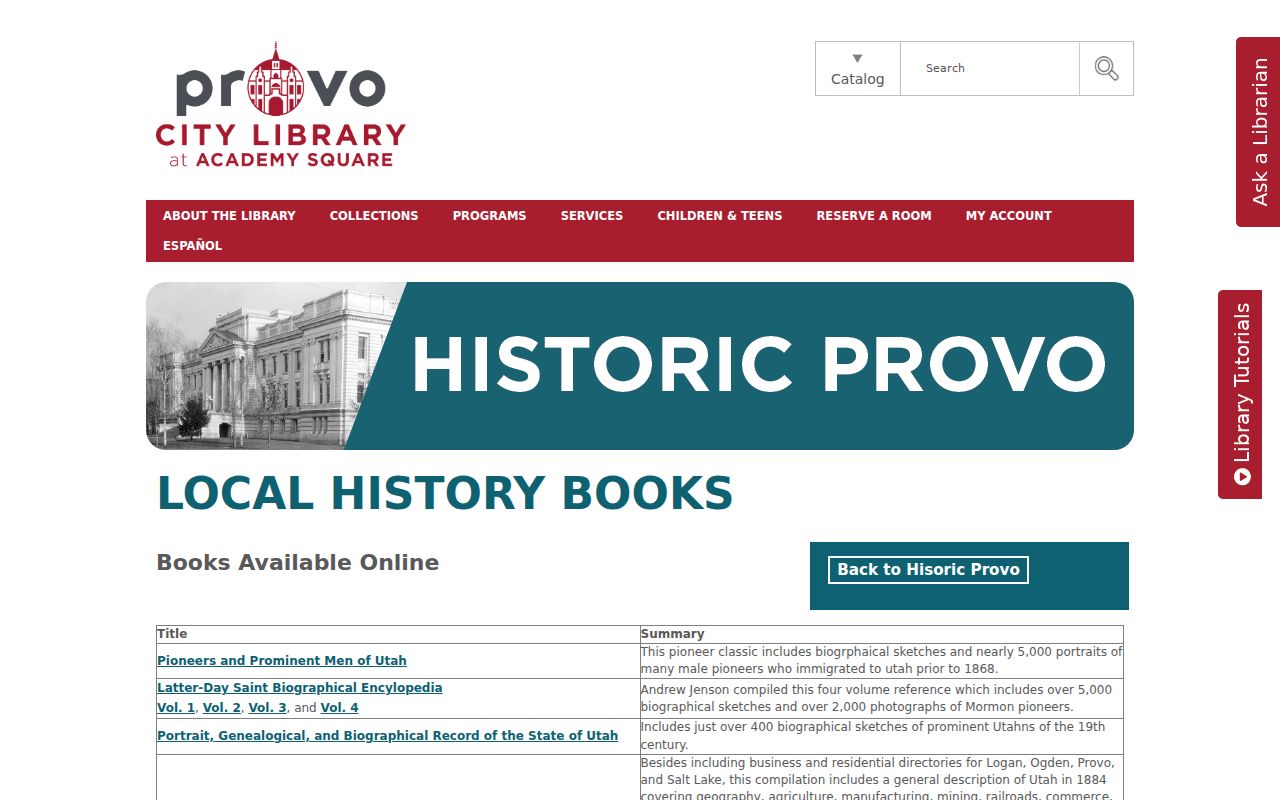 Provo Library city directory collections for the Provo residents directory