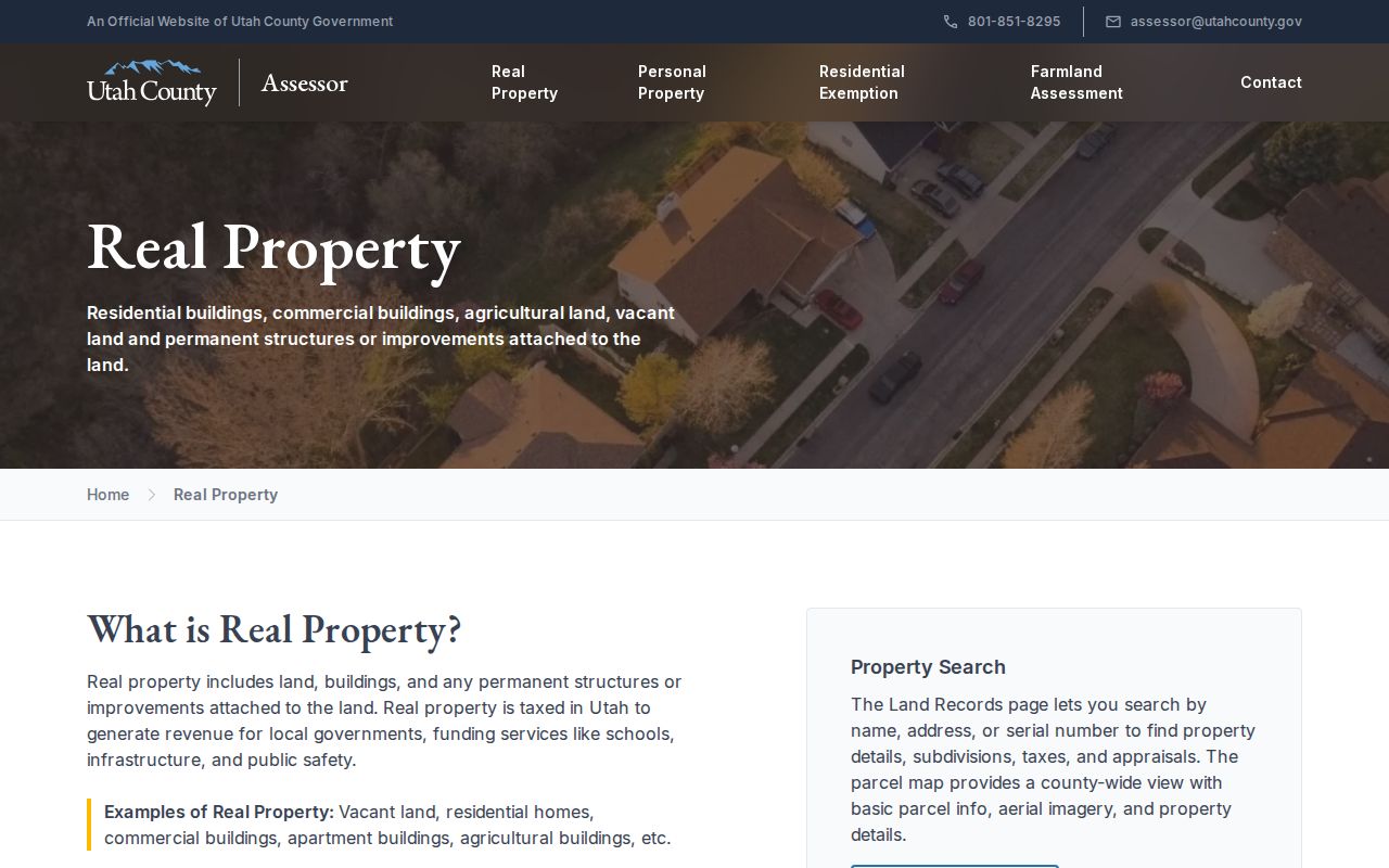Utah County Assessor route for the Provo residents directory