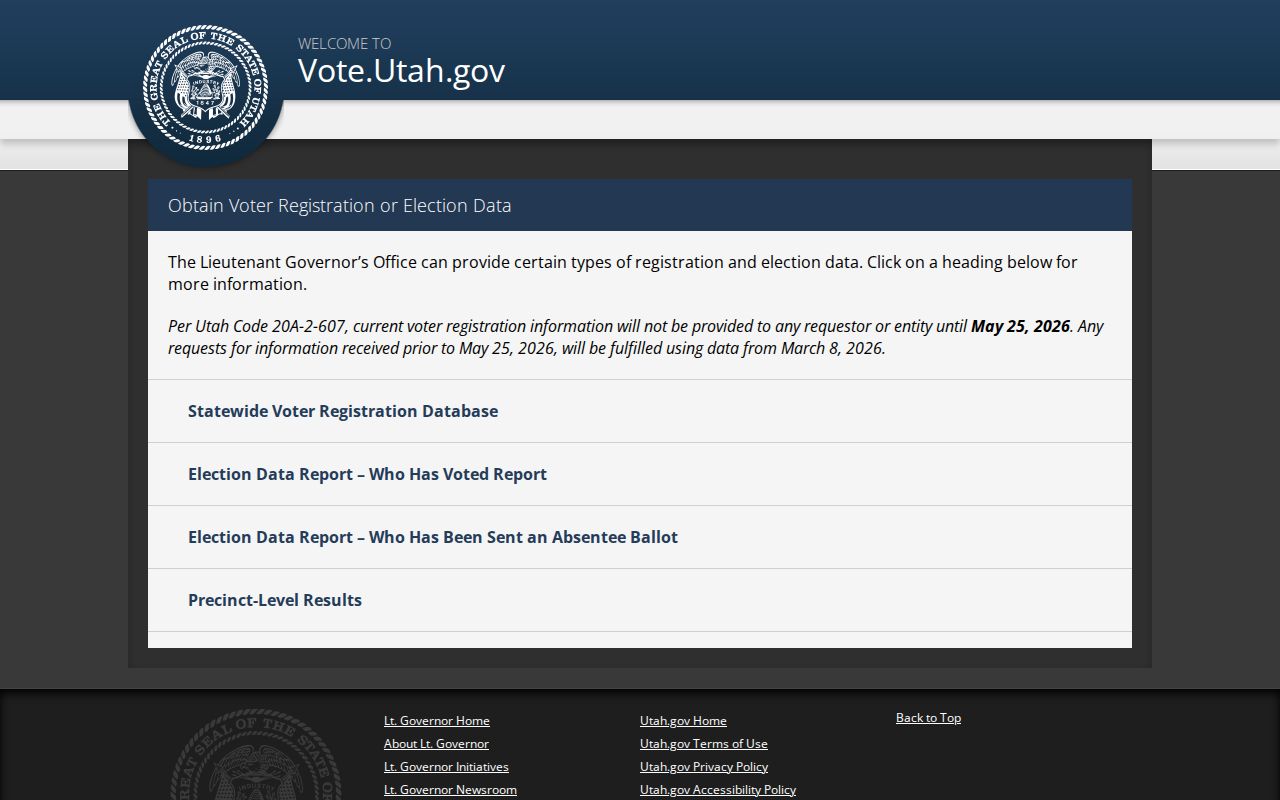 Utah voter data access for the Provo residents directory
