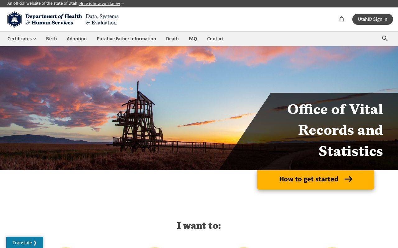 Utah vital records request route in the Provo residents directory