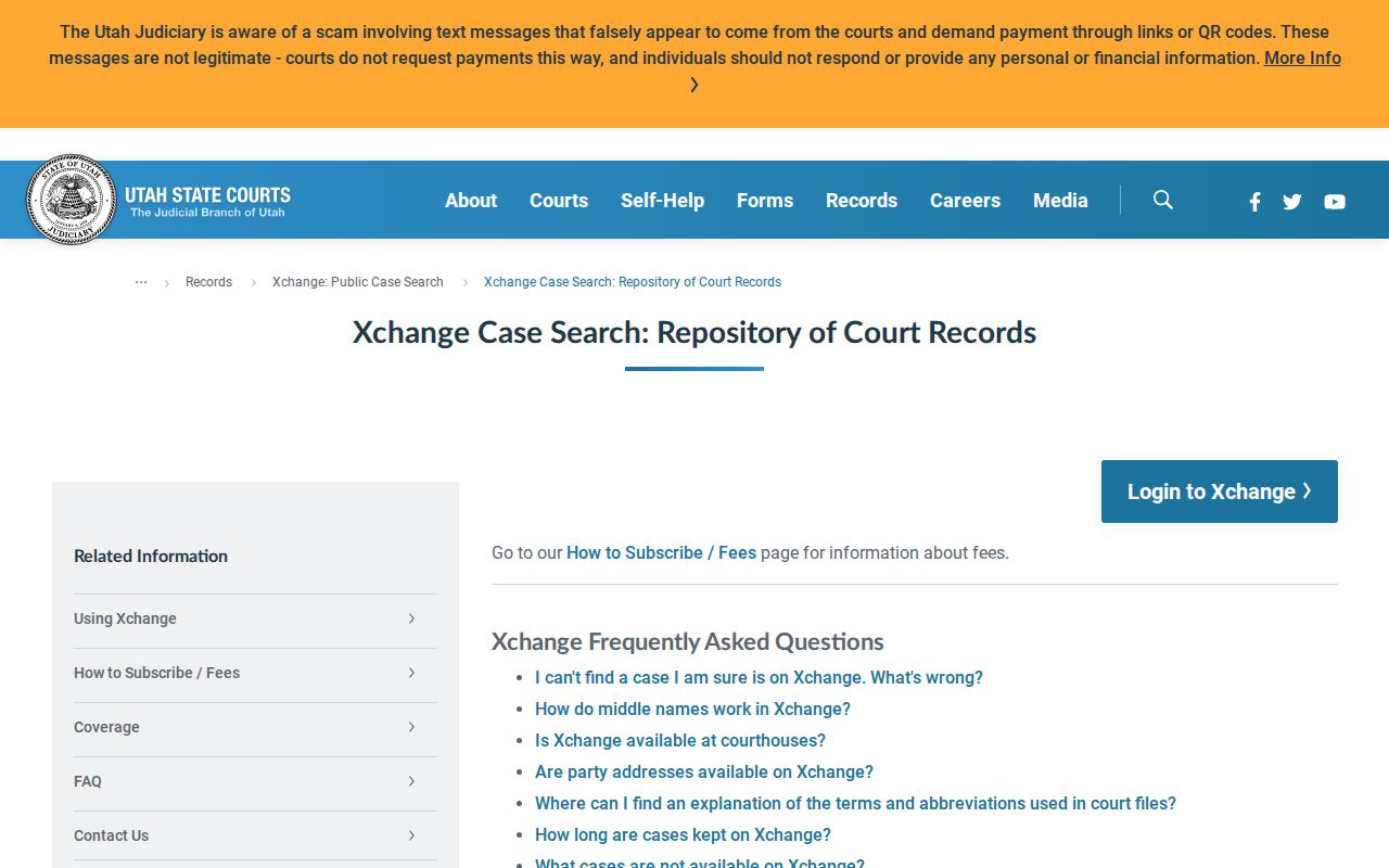 Utah XChange public case access for a Provo resident lookup